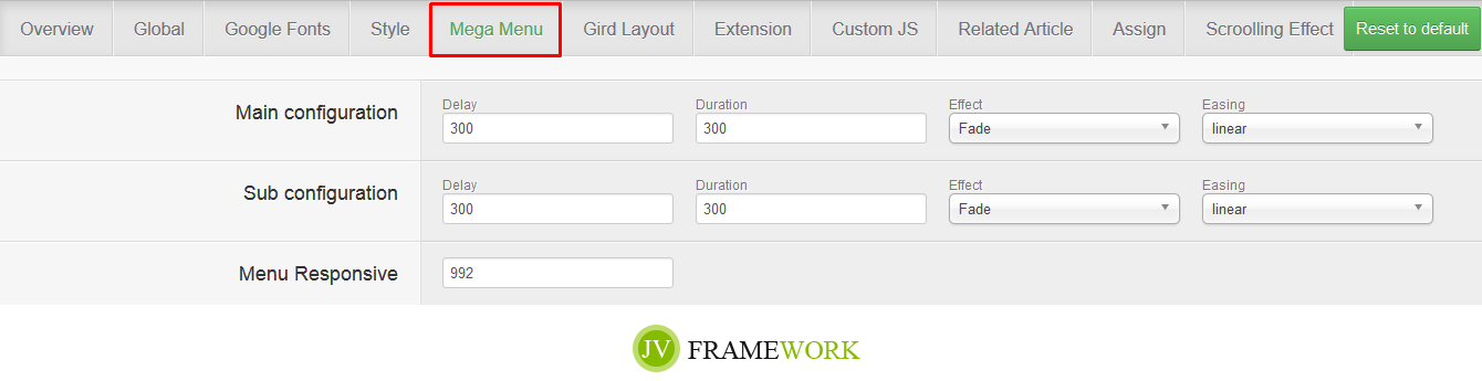 JV Framework supports grid layout