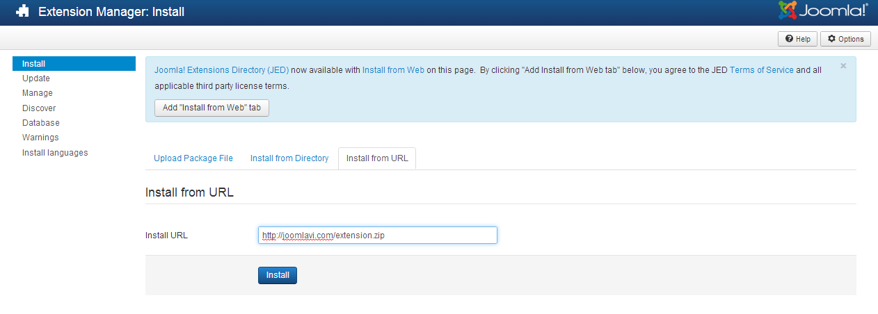 install joomla extension from url