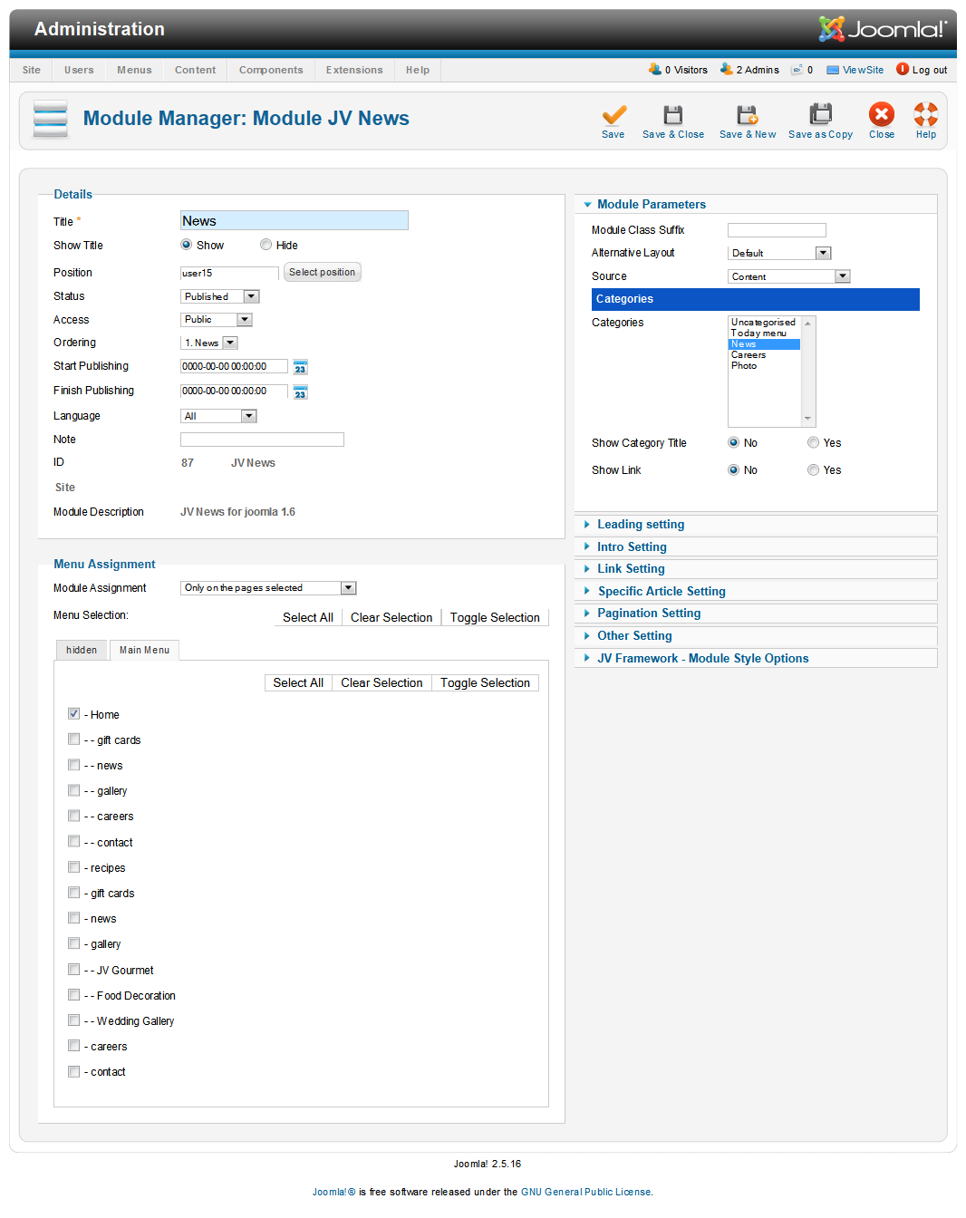 JV News Backend configuration