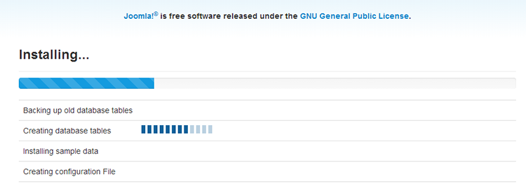 Joomla quickstart installation - installing sample data