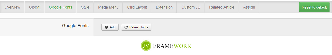 JV Framework supports google fonts