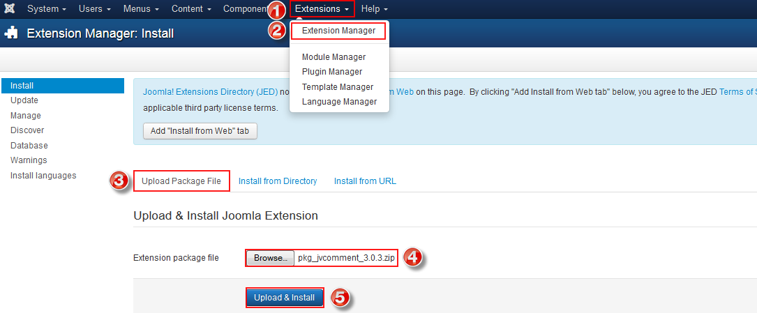 install extension on joomla 3.3