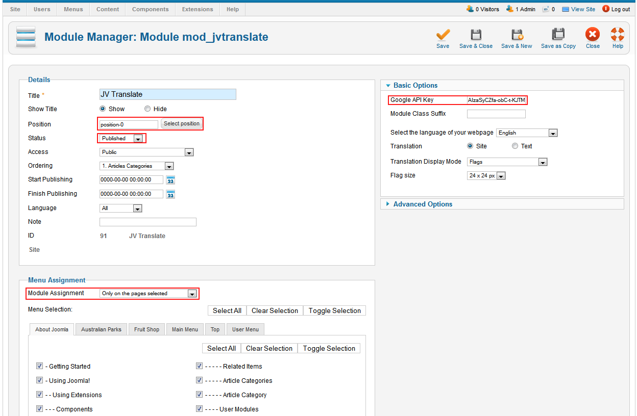 jv translate backend settings