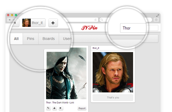 search pin board user