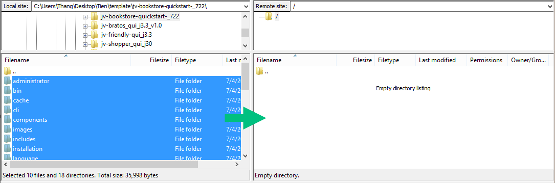 up load files via ftp