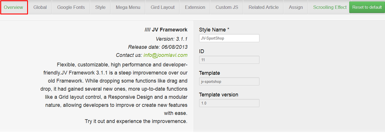 jv framework overview